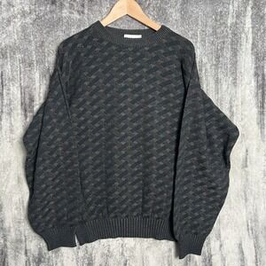 Vintage Tricots St Raphael Sz L Sweater Pure New Wool Merino Geometric Grandpa